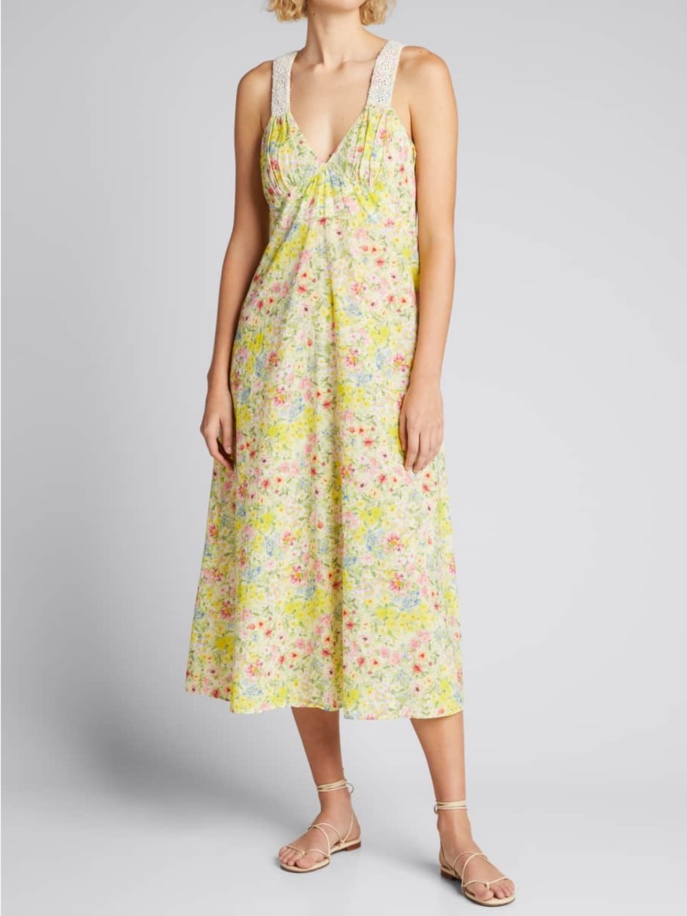 LOVESHACKFANCY Sabina Floral-Print Cotton Midi Dress Size 4 Love Shack Fancy